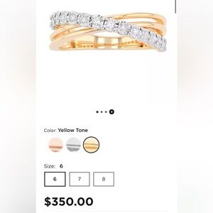 Yellow Gold and LG Diamond Crossover Ring